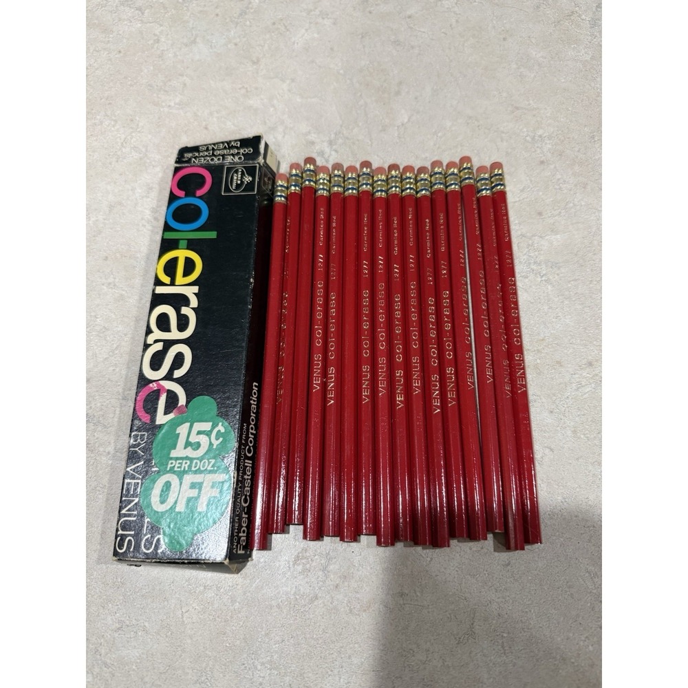 Lot of 16 Venus Col-Erase Red Colored Pencils Faber- Castell Corp USA Carmine